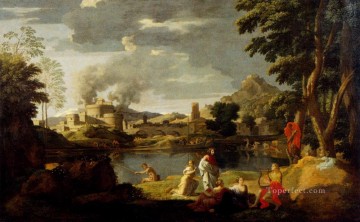  Poussin Art - Nicolas Landscape With Orpheus And Eurydice classical painter Nicolas Poussin